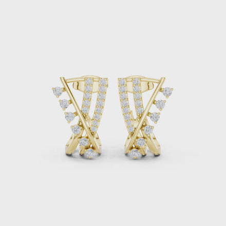 Diamond crossover hoop earrings in gold by Signora Jewels