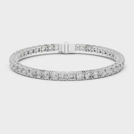 Cushion cut lab grown diamond tennis bracelet in yellow gold white gold and rose gold with luxury diamond setting