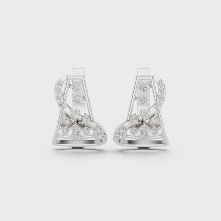Diamond geometric floral earrings in gold by Signora Jewels