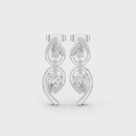 Pear shape diamond drop earrings for women