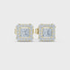 Princess cut halo lab grown diamond stud earrings in gold by Signora Jewels