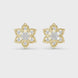 Snowflake diamond stud earrings in gold with round lab grown diamonds