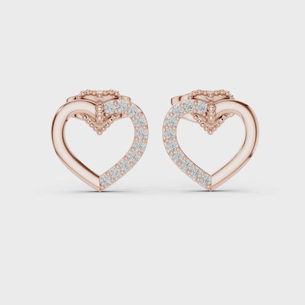 Diamond open heart stud earrings in gold by Signora Jewels