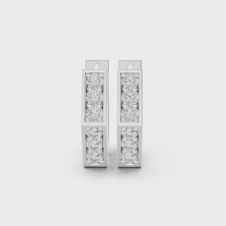 Diamond hexagon hoop earrings in gold by Signora Jewels