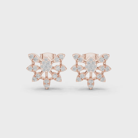 Floral diamond stud earrings