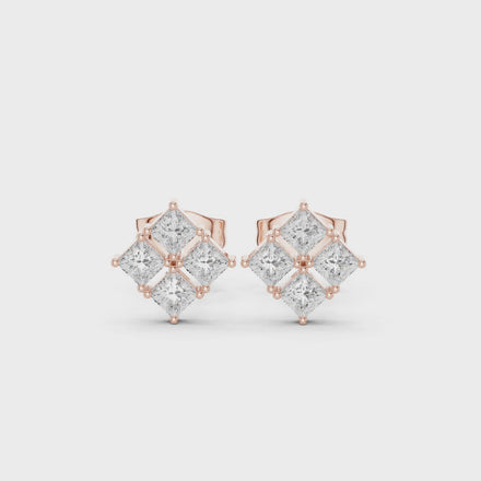 Princess diamond stud earrings