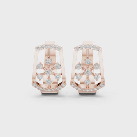 Floral diamond openwork earrings in gold with lab grown diamonds by Signora Jewels