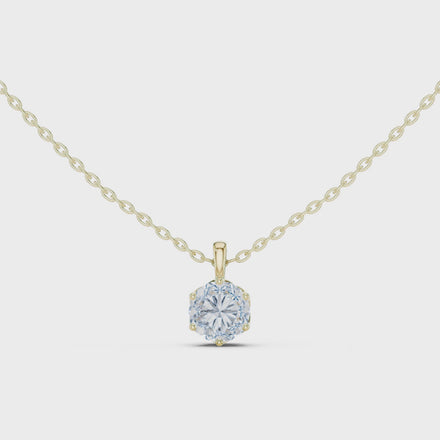 Classic round cut solitaire diamond pendant in gold with lab grown diamond by Signora Jewels