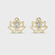 Lotus pink stone stud earrings in gold with marquise cut center stone