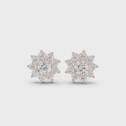 Flower diamond stud earrings
