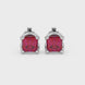 Red Asscher cut floral stud earrings in gold featuring 5.00 MM gemstones in a sculpted four-prong bloom setting