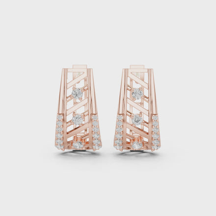 Diamond geometric openwork earrings in gold by Signora Jewels