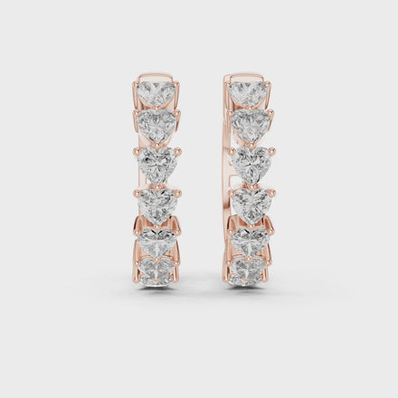 Gold heart diamond hoop earrings for women