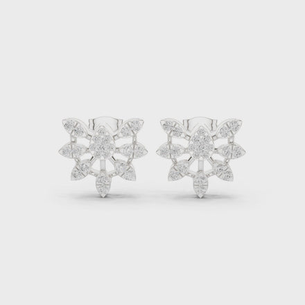 Floral diamond stud earrings