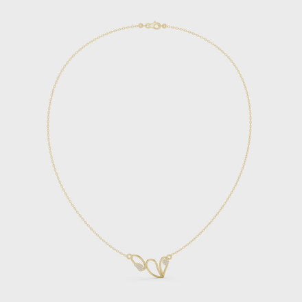 Abstract diamond necklace with butterfly inspired open curve design