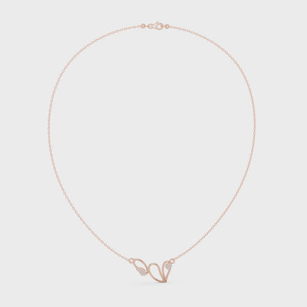 Abstract diamond necklace with butterfly inspired open curve design