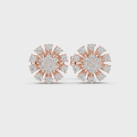 Diamond floral burst stud earrings in gold by Signora Jewels