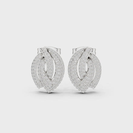 Diamond leaf cluster stud earrings in gold by Signora Jewels