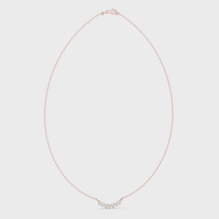 Round diamond curve necklace with minimal curved pendant design