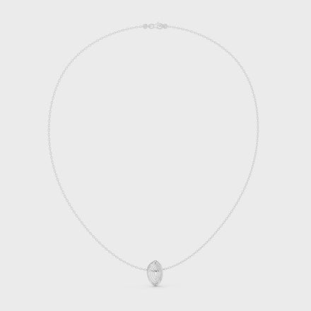Diamond leaf necklace with open marquise pendant design