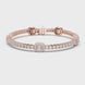 Emerald cut halo lab grown diamond tennis bracelet with round diamond detailing in yellow white and rose gold