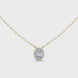 Minimal oval halo diamond pendant in gold with lab grown diamonds by Signora Jewels