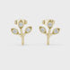Diamond leaf branch stud earrings in gold by Signora Jewels