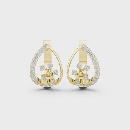 Diamond teardrop floral earrings in gold by Signora Jewels