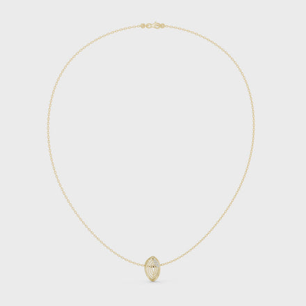 Diamond leaf necklace with open marquise pendant design