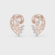 Abstract swirl diamond stud earrings in gold with round lab grown diamonds