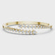 Graduated round lab grown diamond open cuff bracelet with flowing diamond design in yellow white and rose gold