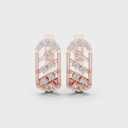 Geometric diamond openwork earrings in gold with lab grown diamonds by Signora Jewels
