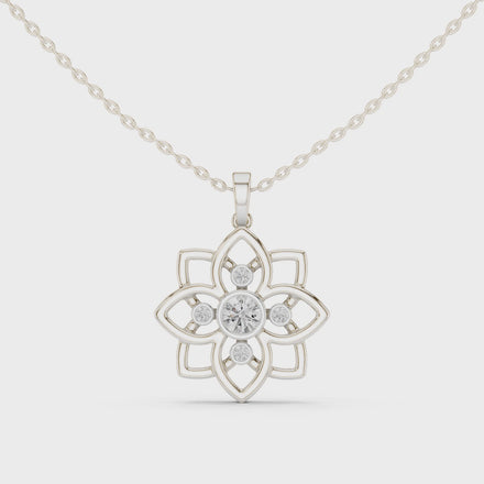 Floral diamond pendant in gold with lab grown diamonds by Signora Jewels
