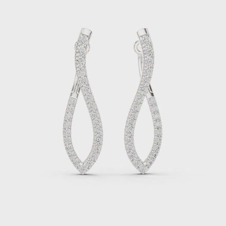 Twisted infinity lab grown diamond drop earrings in gold with modern open design by Signora Jewels