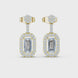 Oval halo lab grown diamond geometric drop earrings in gold by Signora Jewels