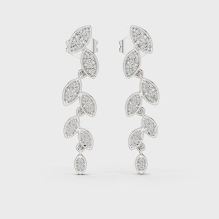 Graduated lab grown diamond drop earrings in gold with modern cascading pave design by Signora Jewels