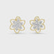 Floral diamond stud earrings in gold with round diamonds