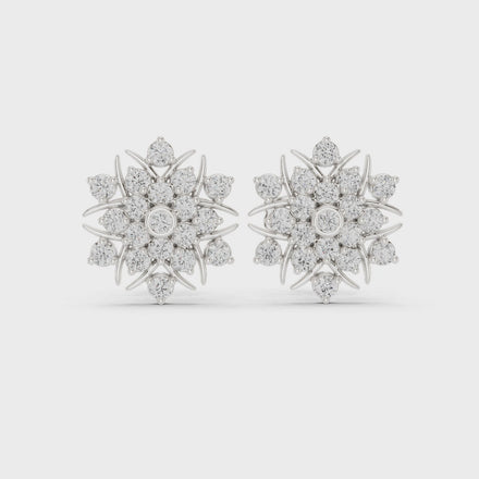 Diamond floral snowflake stud earrings in gold by Signora Jewels