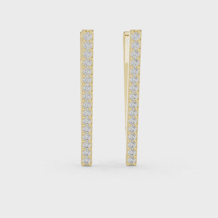Elegant gold diamond bar earrings with round diamonds for women by Signora Jewels