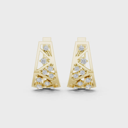 Diamond geometric openwork earrings in gold by Signora Jewels