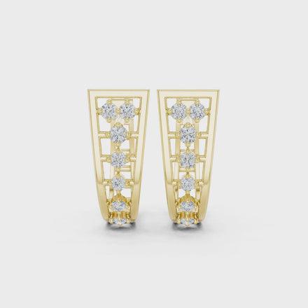 Geometric open diamond earrings in gold by Signora Jewels