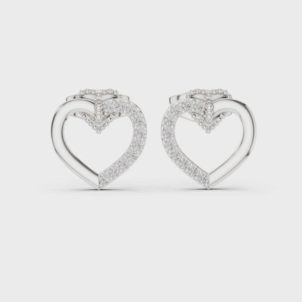 Diamond open heart stud earrings in gold by Signora Jewels