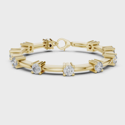 Minimal round diamond station bracelet in gold with lab grown diamonds by Signora Jewels