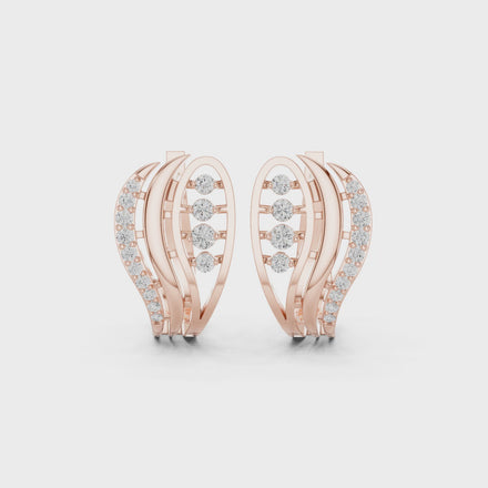 Diamond wave hoop earrings in gold by Signora Jewels