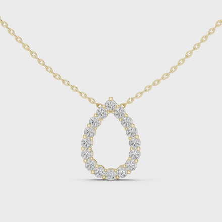 Minimal pear shape diamond teardrop pendant in gold with lab grown diamonds by Signora Jewels