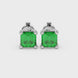 Asscher cut gemstone stud earrings in gold with four-prong basket setting and screw-back closure
