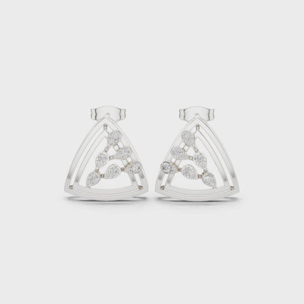 Geometric diamond openwork earrings in gold with lab grown diamonds by Signora Jewels