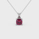 Red cushion cut solitaire gemstone pendant in gold with classic four prong setting