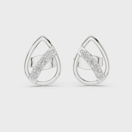 Diamond leaf teardrop stud earrings in gold by Signora Jewels