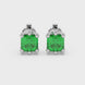 Asscher cut gemstone stud earrings in gold with six-prong basket setting and screw-back closure